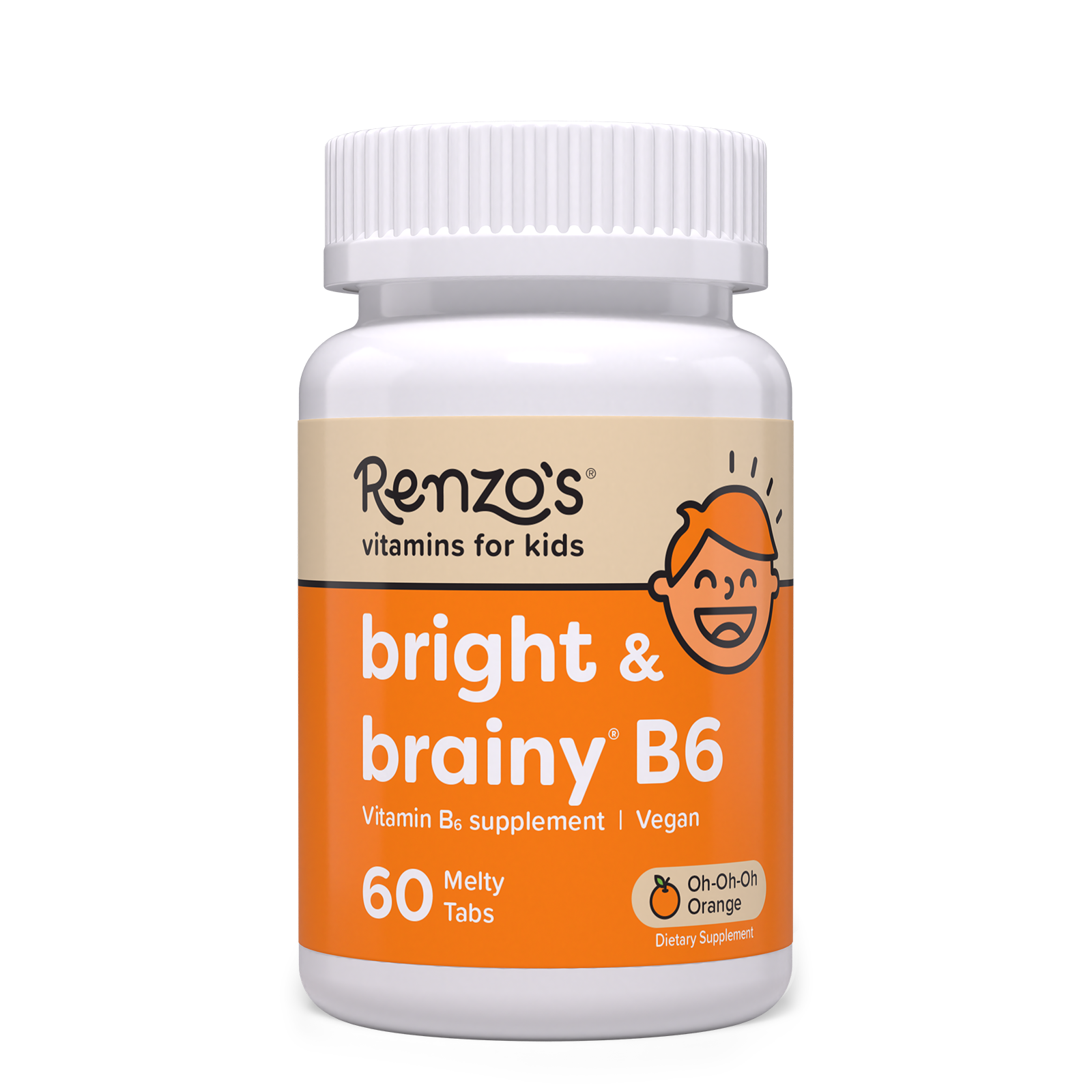 Renzo's Bright & Brainy B6 Bottle. Product contains Vitamin b6 for kids. 