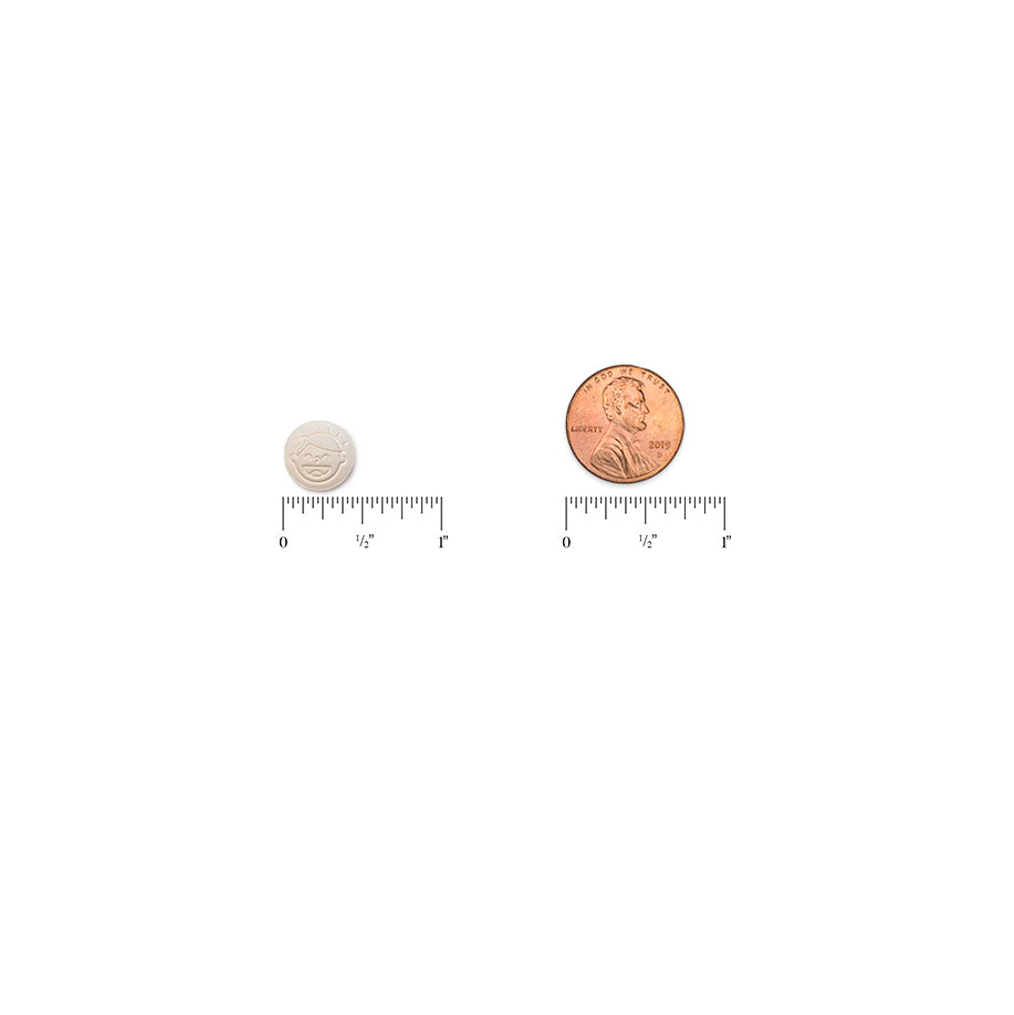 Renzo's Vitamin B6 for kids tablet sizes.